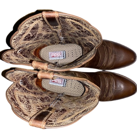 Ariat Womens Size 7B Heritage RToe Cowboy Western Boot Distressed Brown 10020289 - Picture 4 of 8